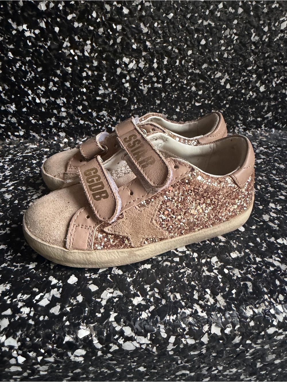 EUC Golden Goose Little Girl's Old School Glitter Low-Top Sneakers Size 25